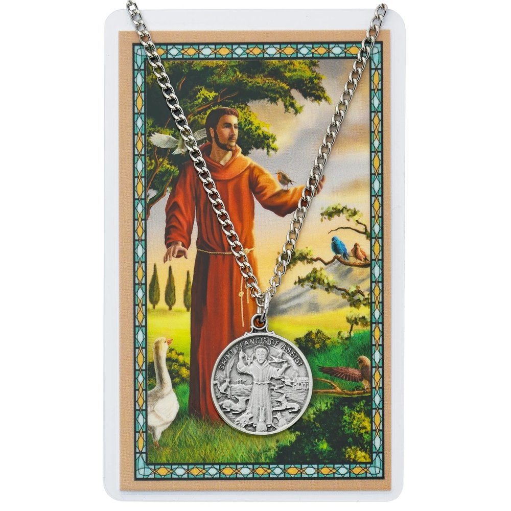 St. Francis of Assisi Necklace & Prayer Card Set