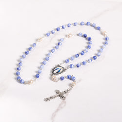 Silver / Blue Miraculous Rosary
