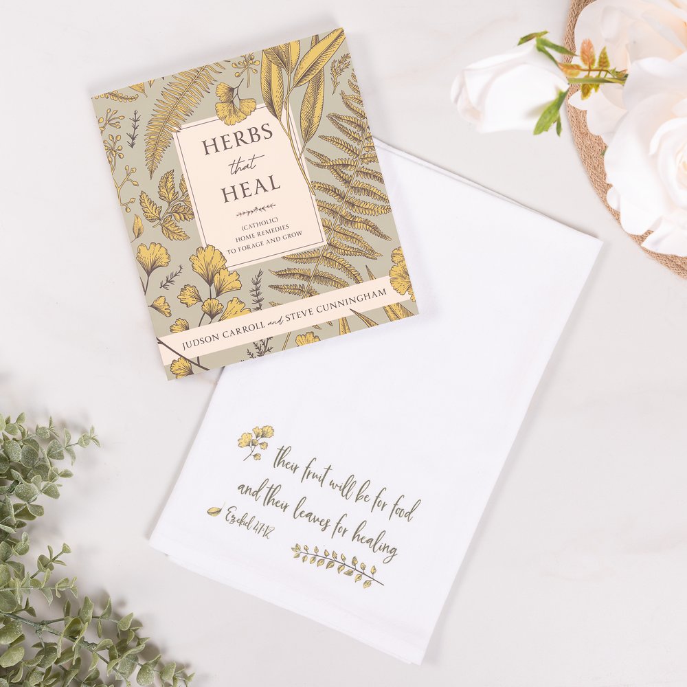 Herbs That Heal Book & Flour Sack Dish Towel Gift Set