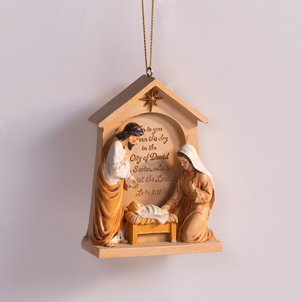 Holy Family Scripture Verse Crèche Ornament - 3.5"