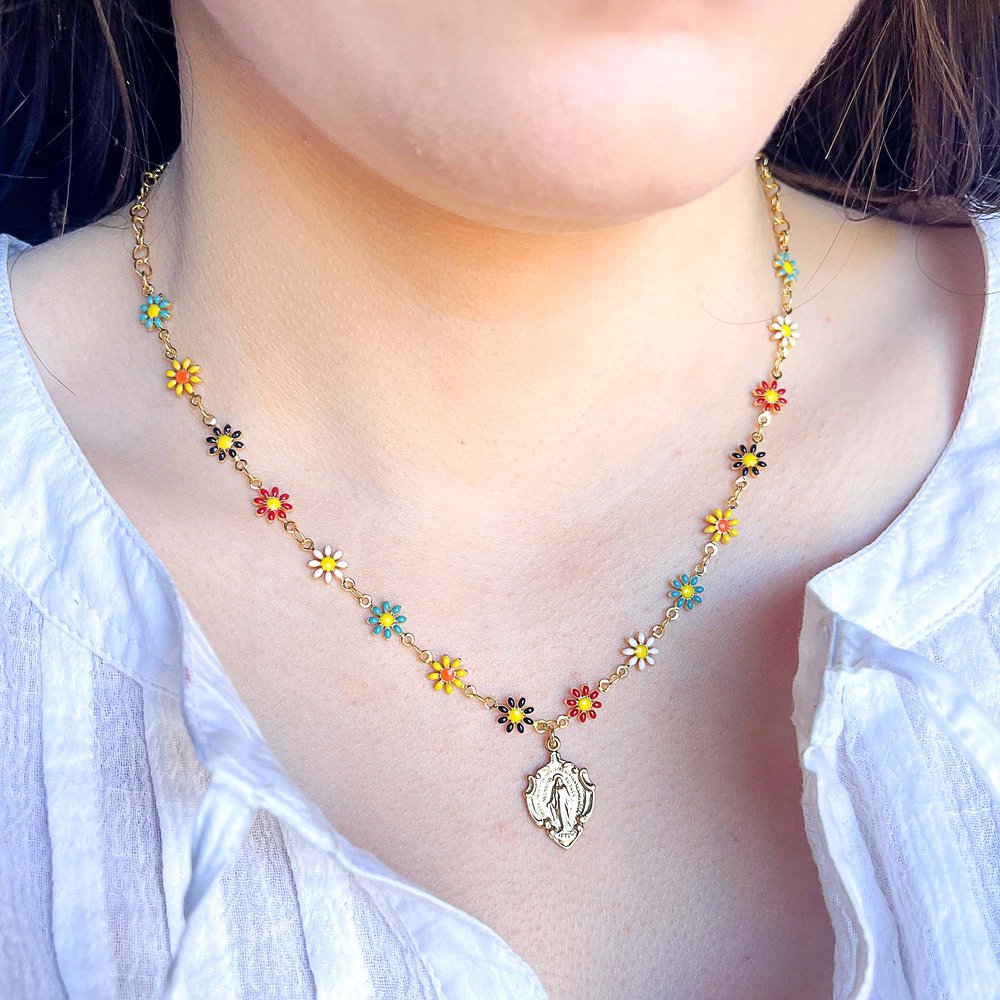 Daisy Chain Miraculous Medal Necklace
