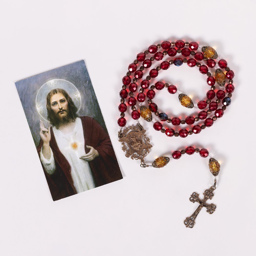Sacred Heart of Jesus Crystal Rosary - Catholic Company Rosary of the Year 2027