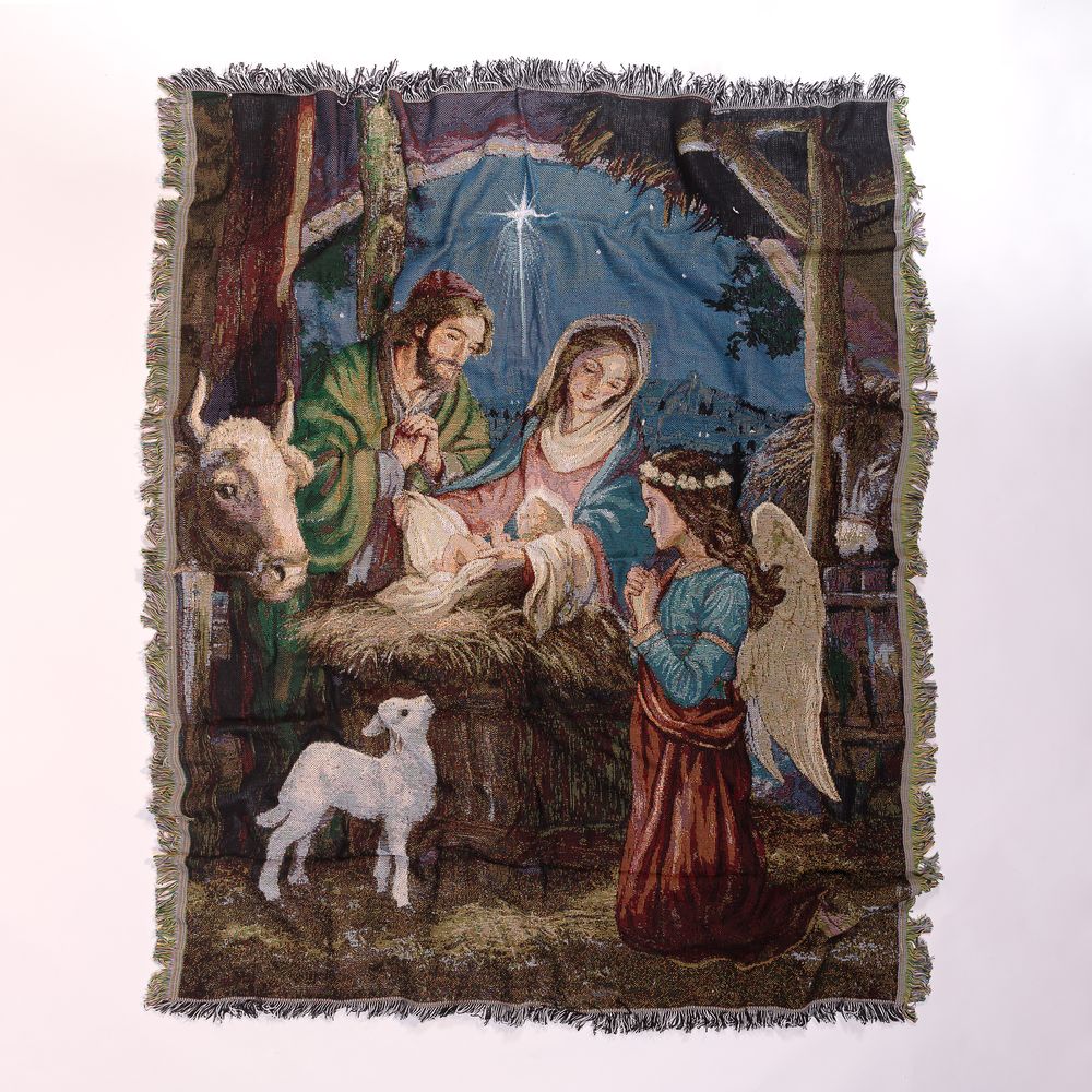 Holy Family Nativity Tapestry Throw Blanket