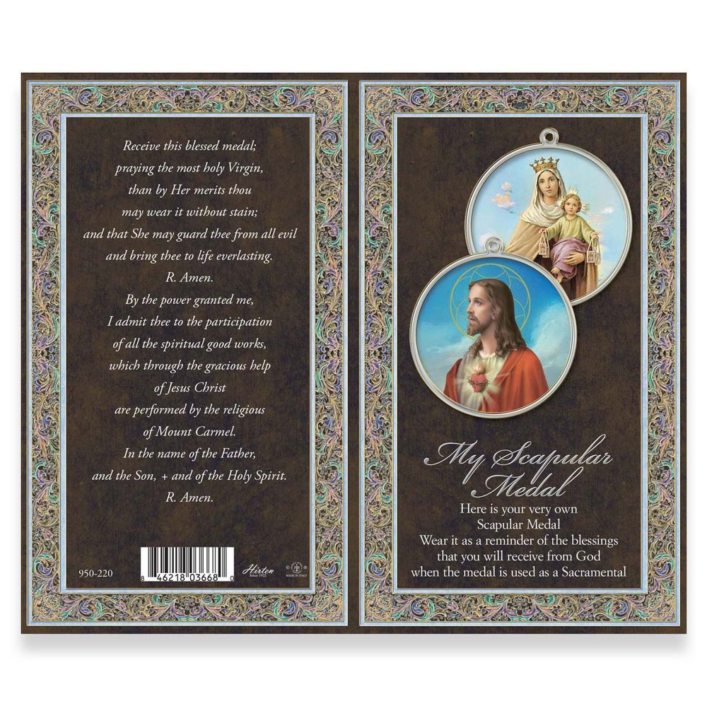 Scapular Pewter Medal Necklace & Prayer Card Pamphlet - 24"