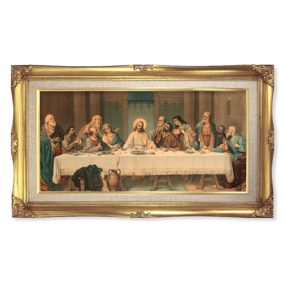 Parietti Last Supper Gold Leaf Framed Print - 14" x 24"
