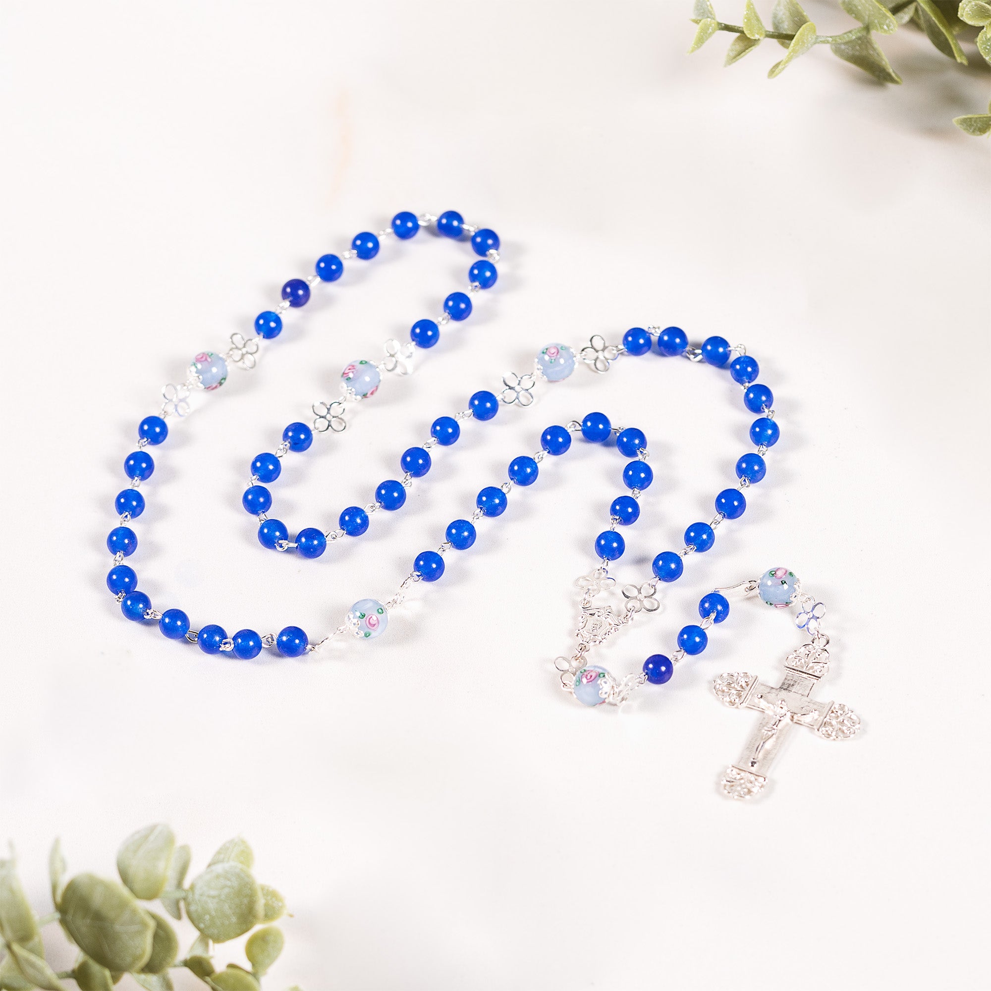 Italian Sterling Blue Agate Rosary
