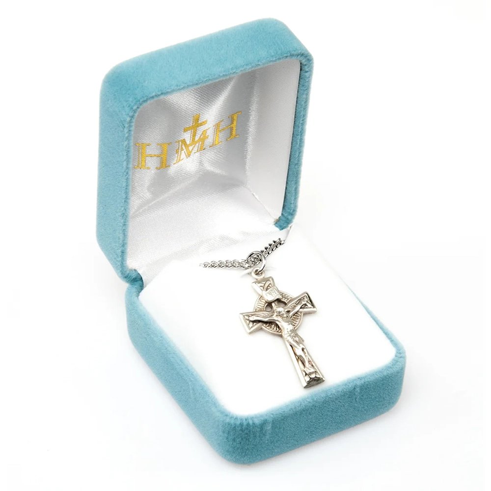 Sterling Silver Irish Celtic Crucifix Necklace