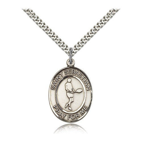 Sterling Silver St. Sebastian Pendant w/ chain-Tennis