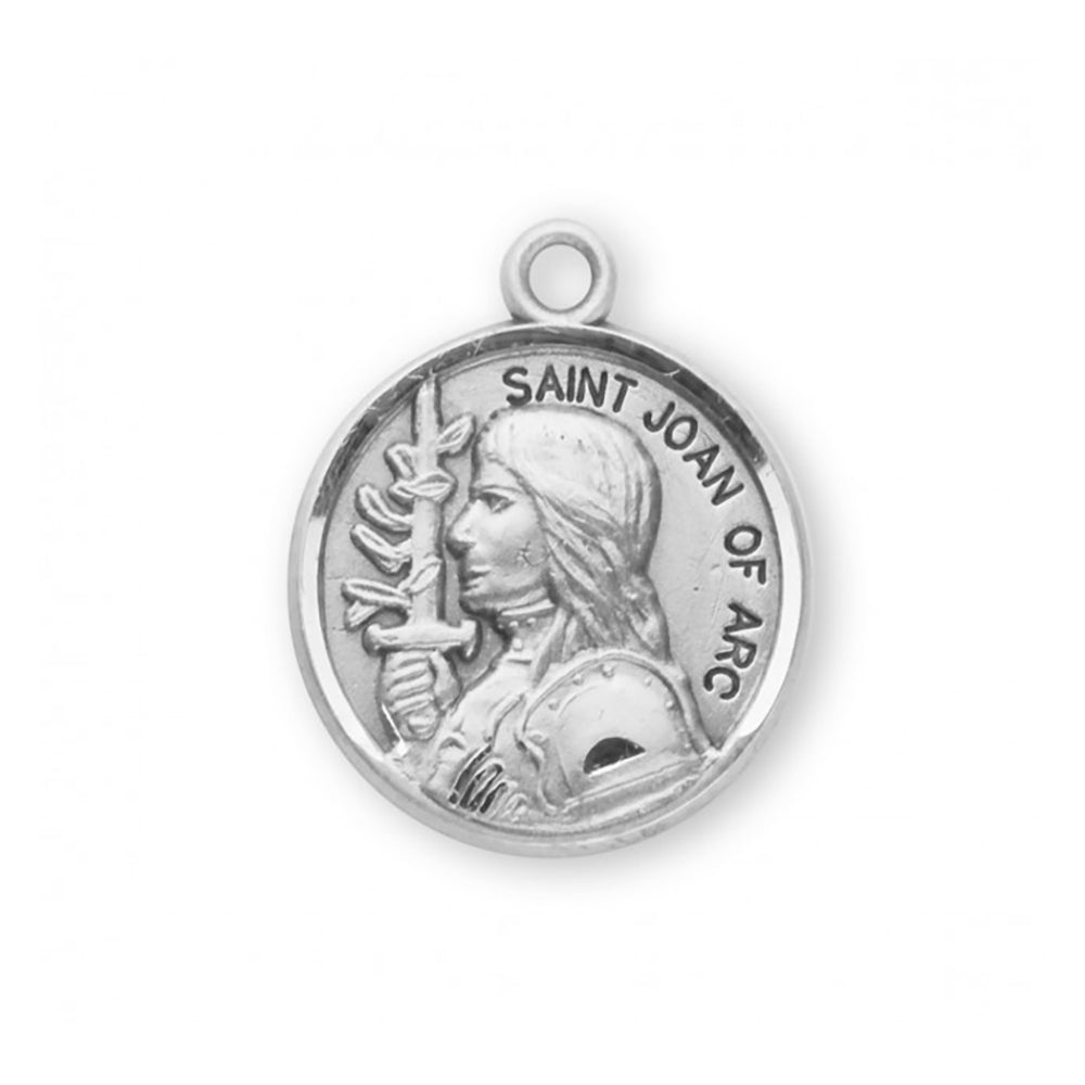 Petite Sterling Round St. Joan of Arc Medal Necklace