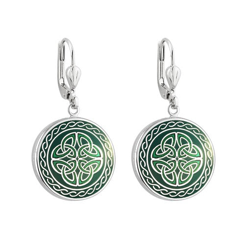 Book of Kells Green Trinity Knot Jewelry Set – Necklace & Earrings