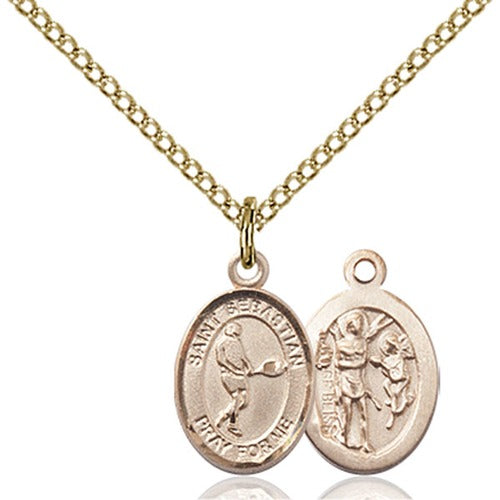 14kt Gold Filled St. Sebastian/Tennis Petite Pendant