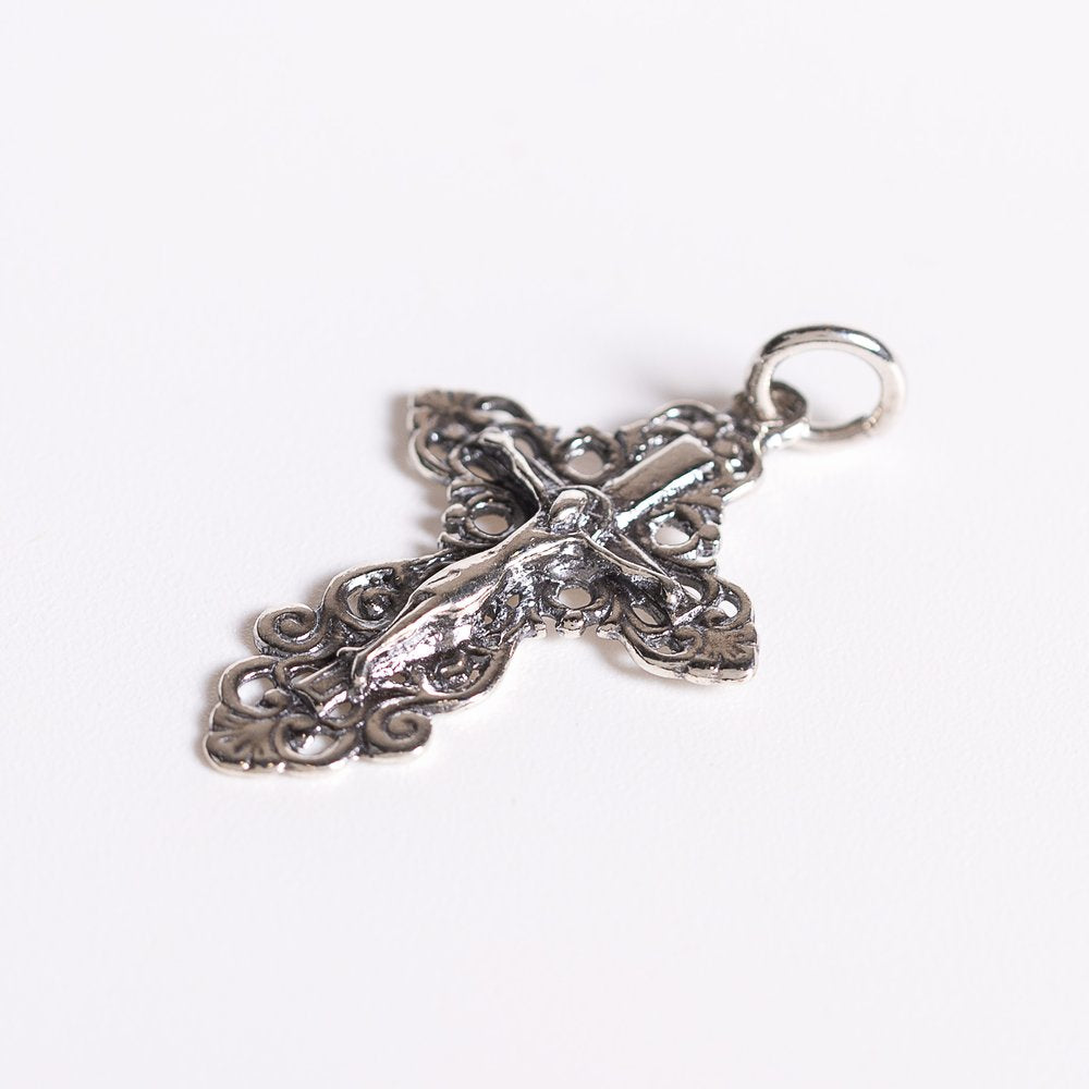 Sterling Silver Byzantine Heirloom Crucifix Pendant - .75"