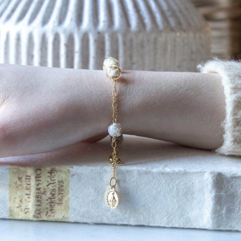 Luminous Glass Rosary Bracelet from Fatima