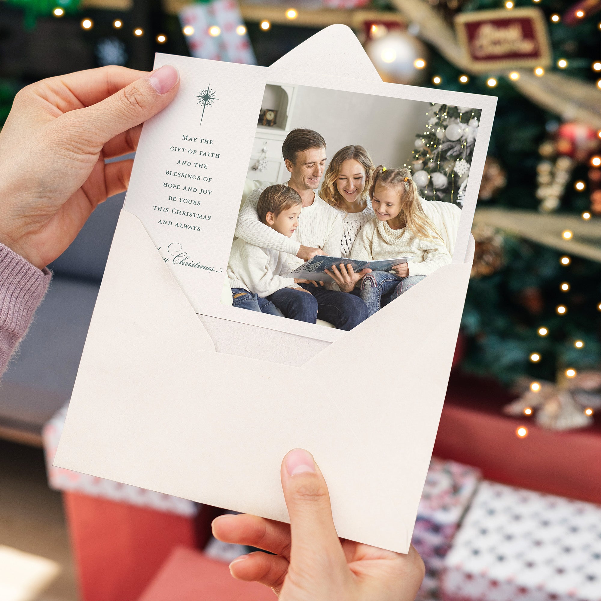 Personalized Gifts of Faith Photo Christmas Cards