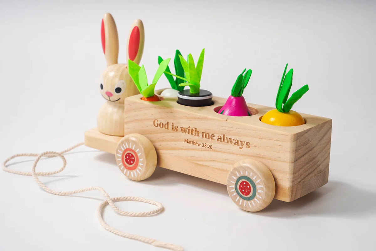 Pull-Along Bunny Wooden Scripture Toy