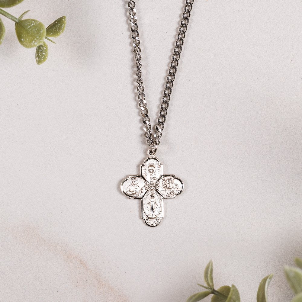 Sterling Silver St. Jude 4-Way Medal Necklace