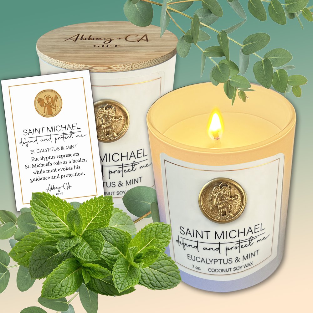St. Michael Protection Candle - Eucalyptus & Mint