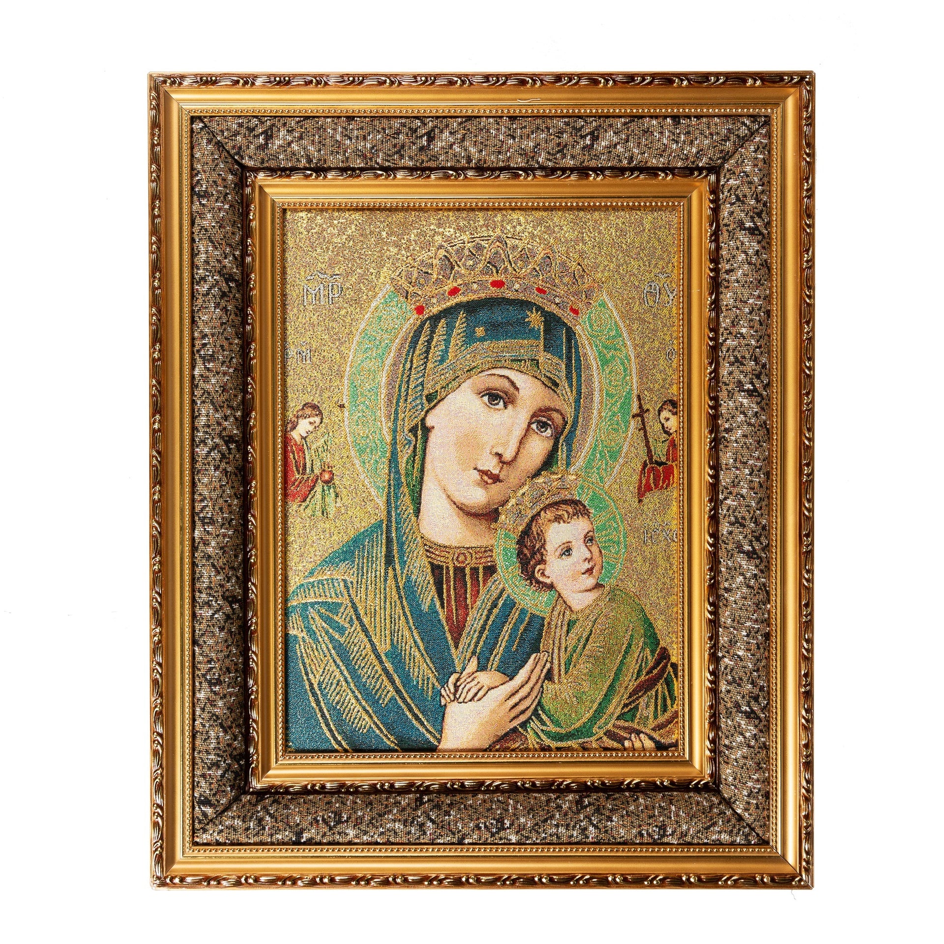 Perpetual Help Tapestry in Ornate Frame