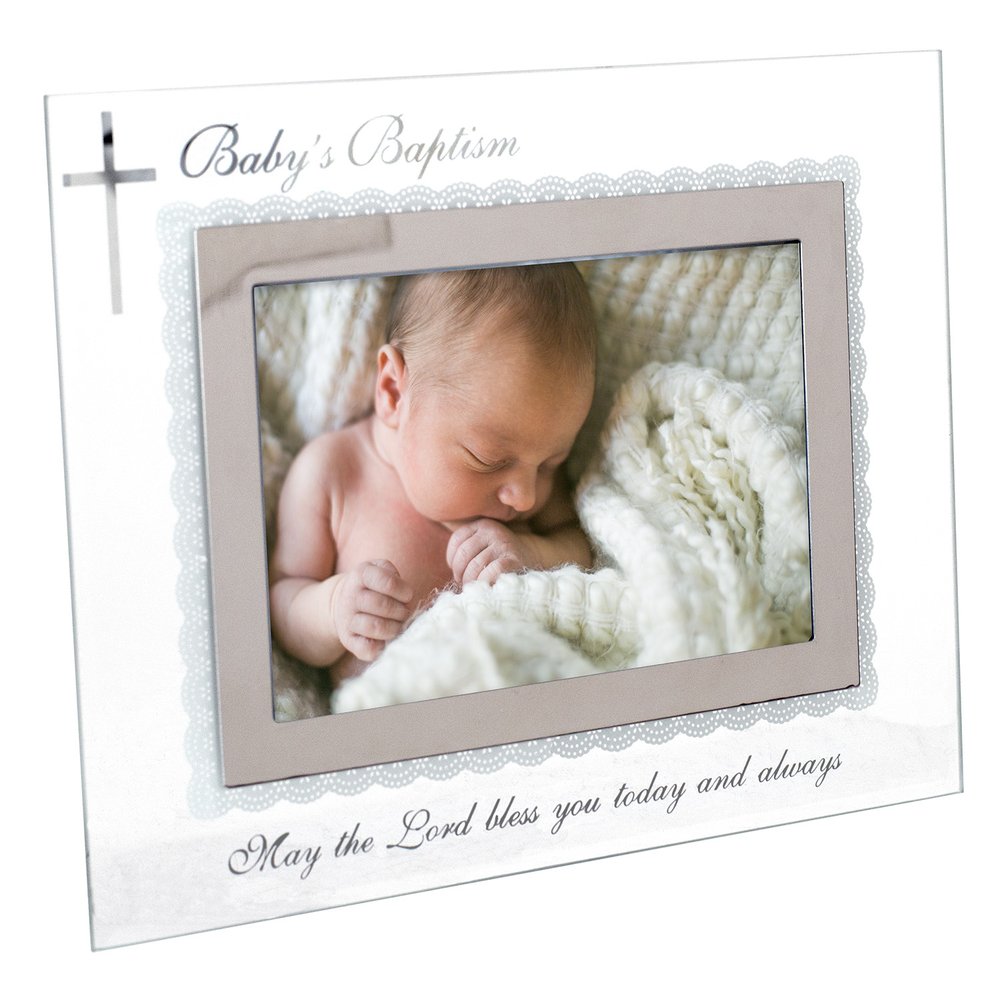 Baby's Baptism Lacey Mirrored Glass Frame