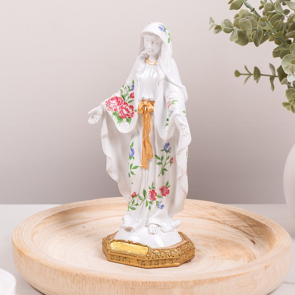 Mixed Floral Our Lady of Grace Statue - 8"
