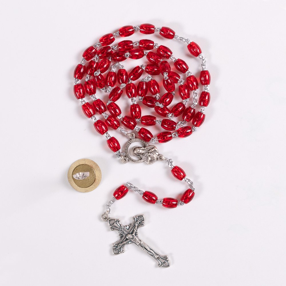 Sacred Heart of Jesus Mini Statue & Divine Mercy Rosary Set
