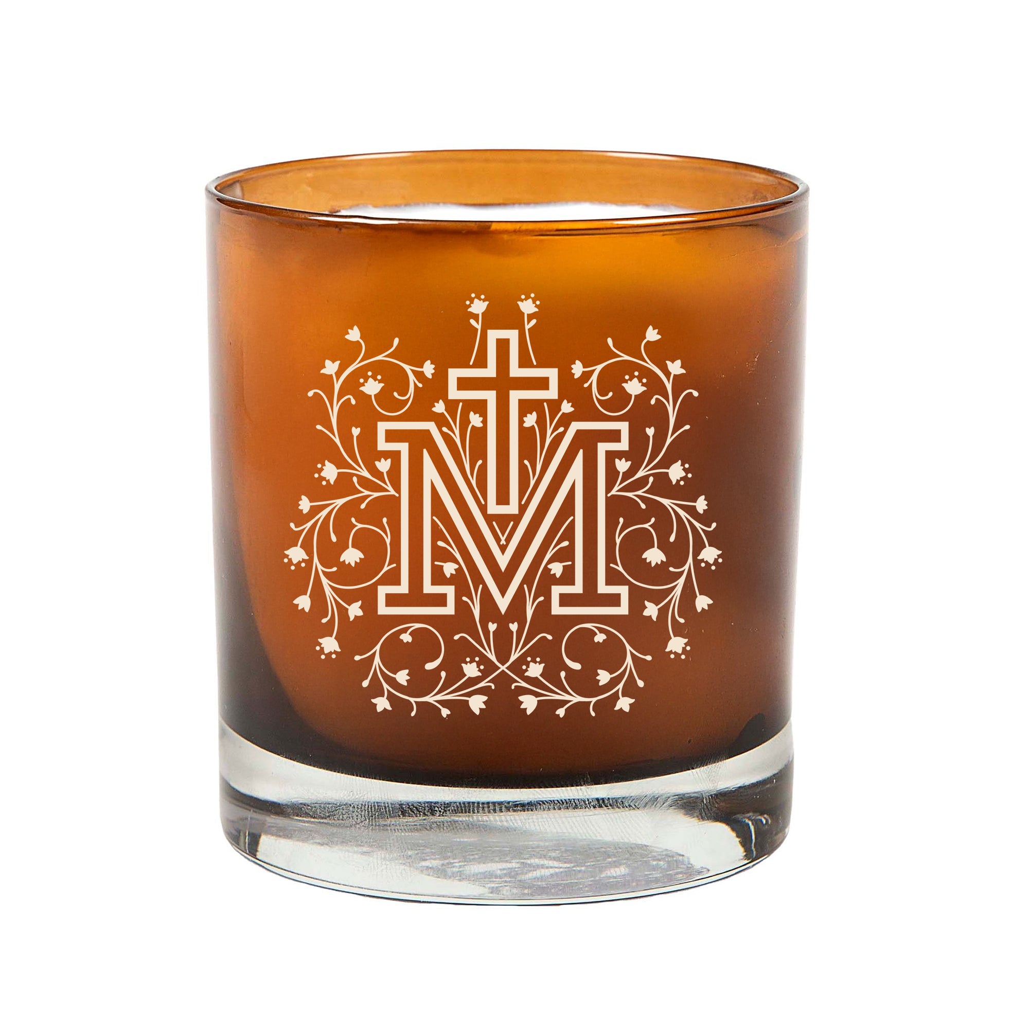 Floral Marian Cross Candle