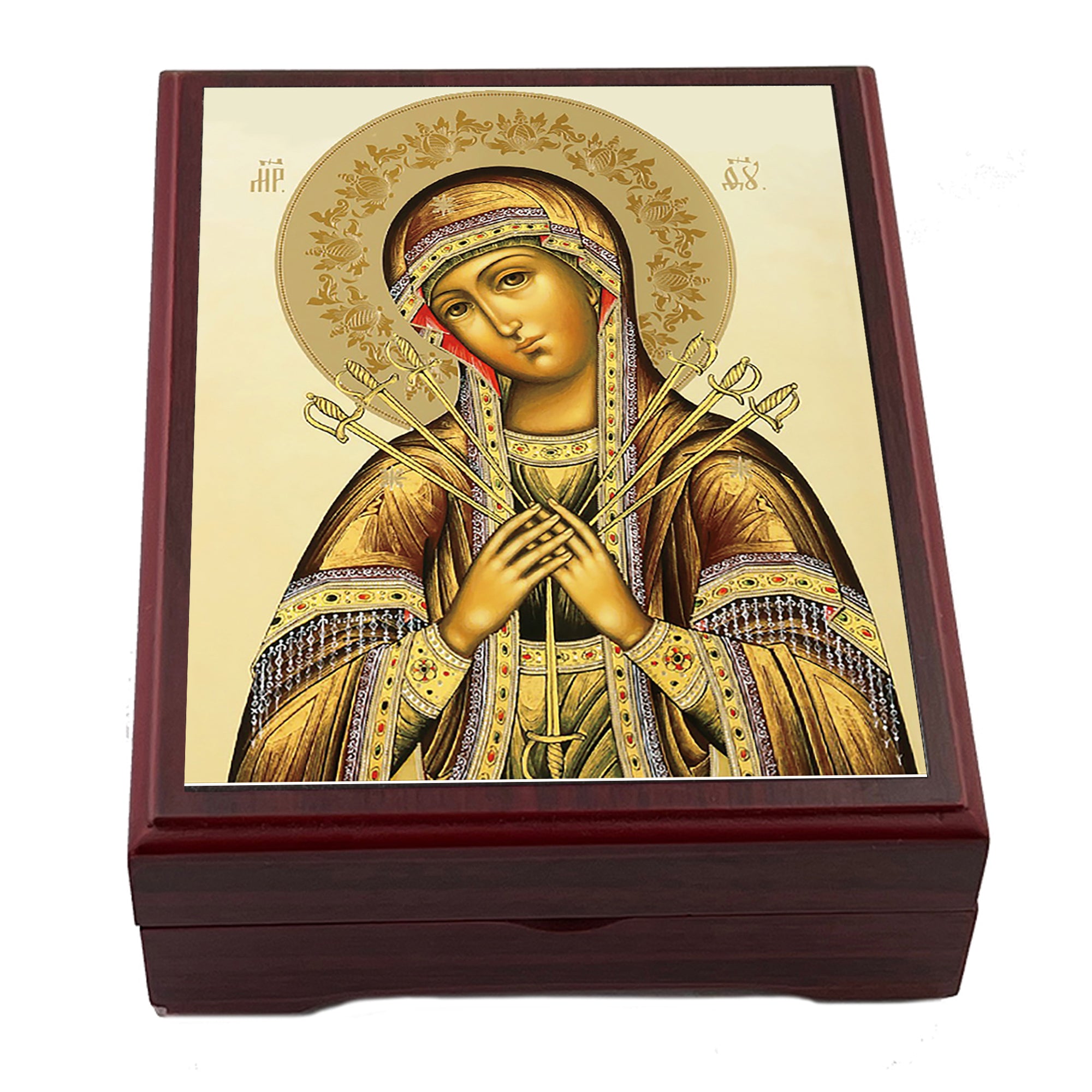 Ukrainian Our Lady of Sorrows or Our Lady of Vladimir Icon Rosary or Keepsake Box