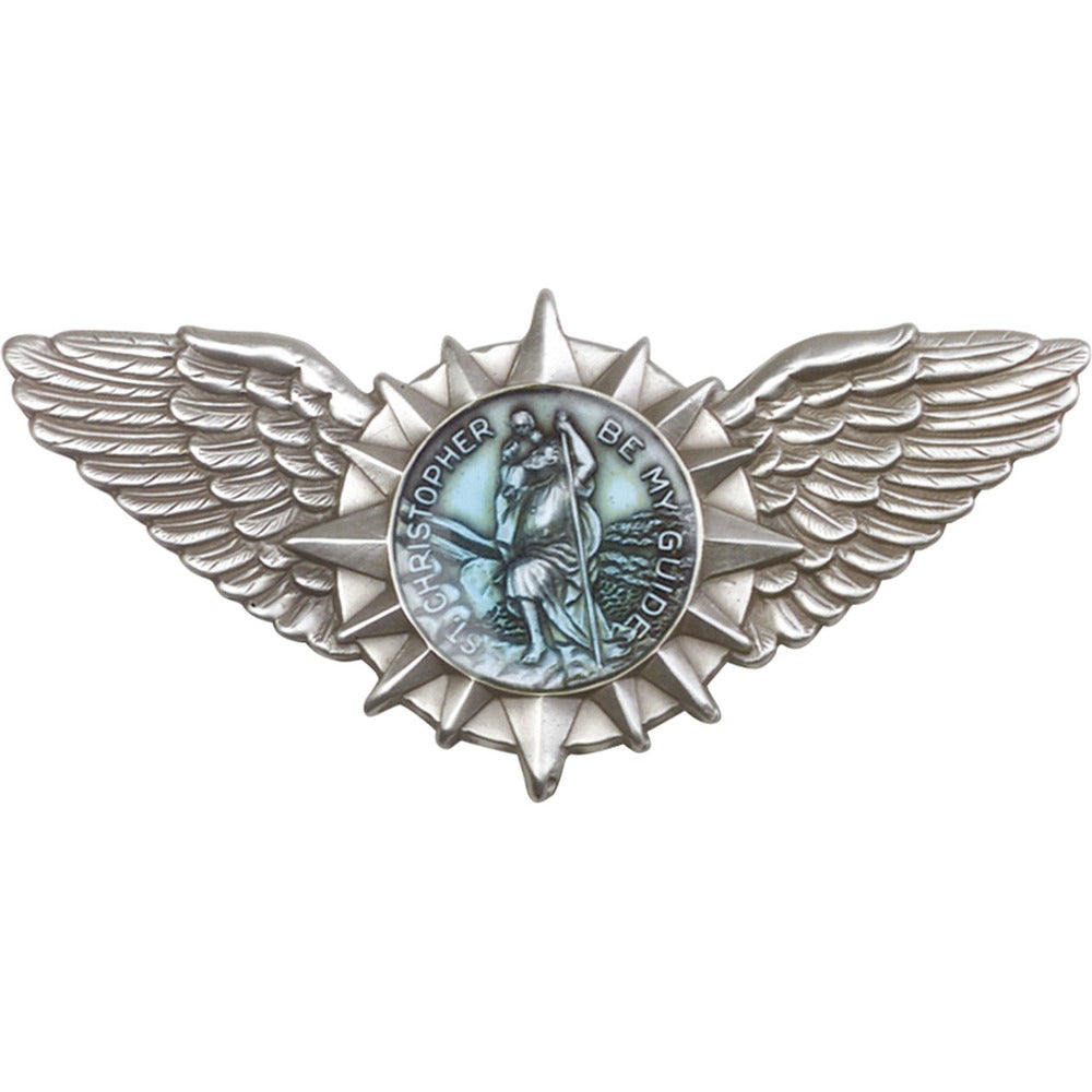 Pewter & Light Blue St. Christopher Wings Visor Clip
