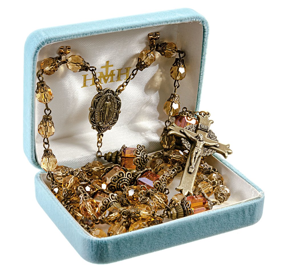 Queenship of Mary Amber Crystal Rosary