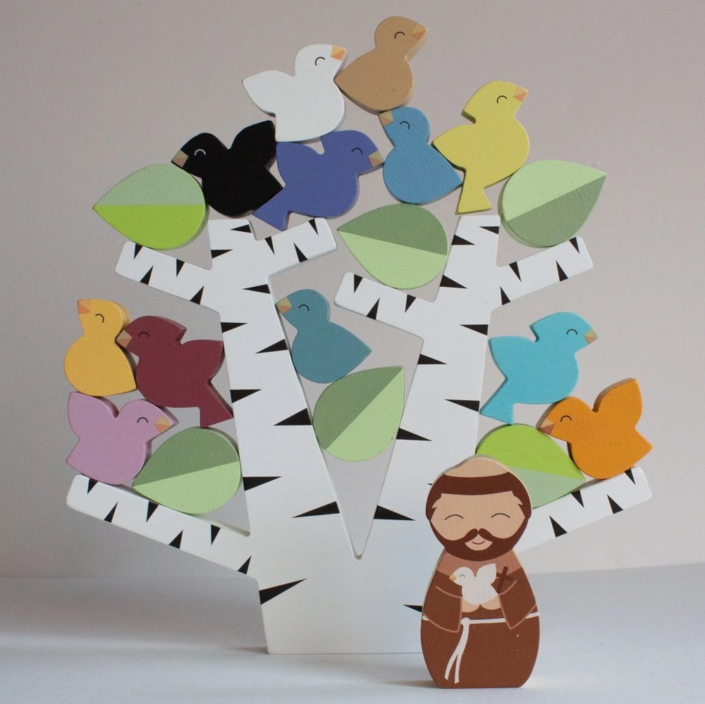 St. Francis Preaches To The Birds Wooden Stacking Toy Game