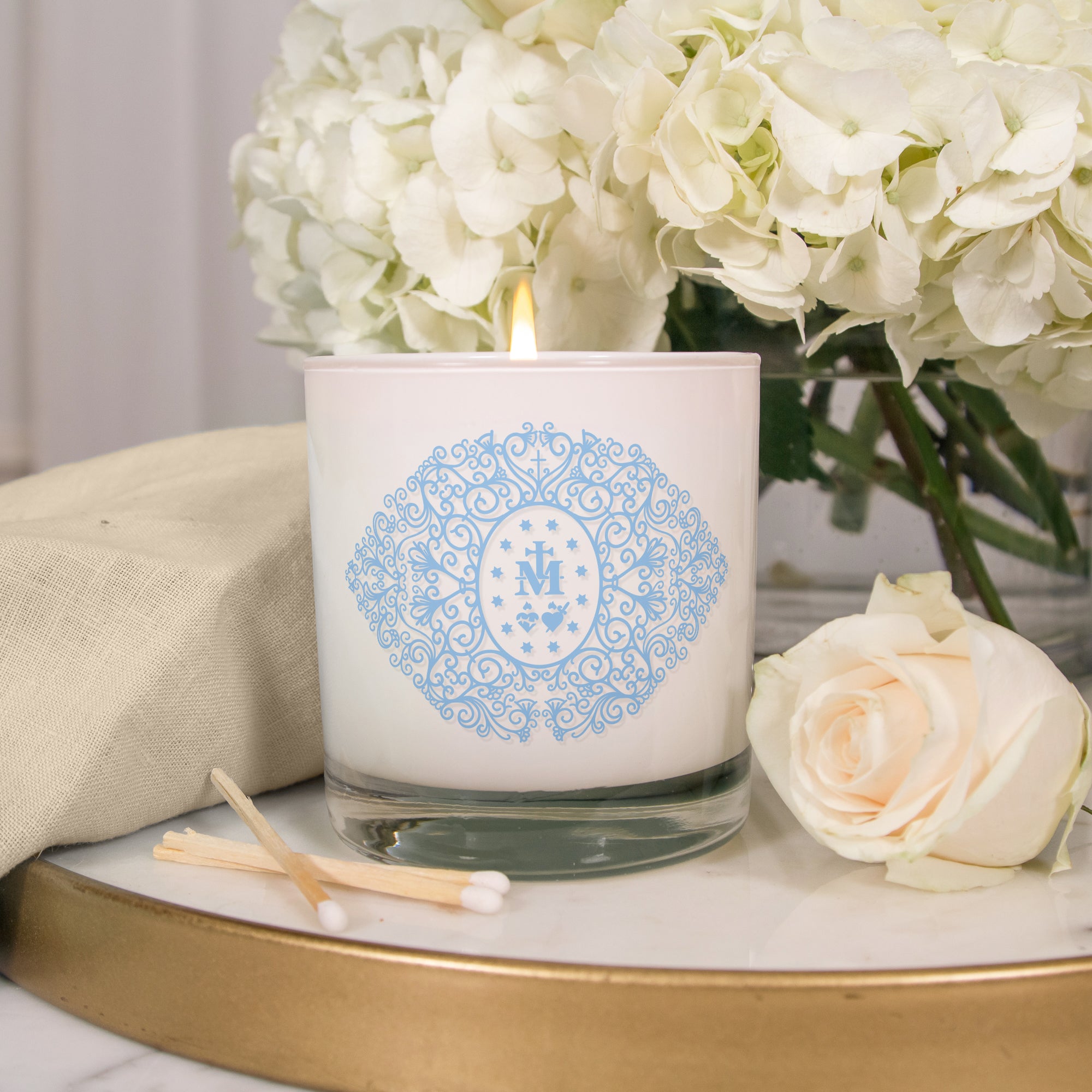 Miraculous Medal Filigree Candle