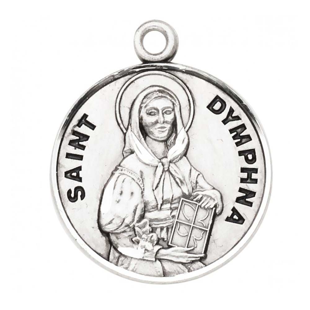 Petite Silver Round St. Dymphna Necklace