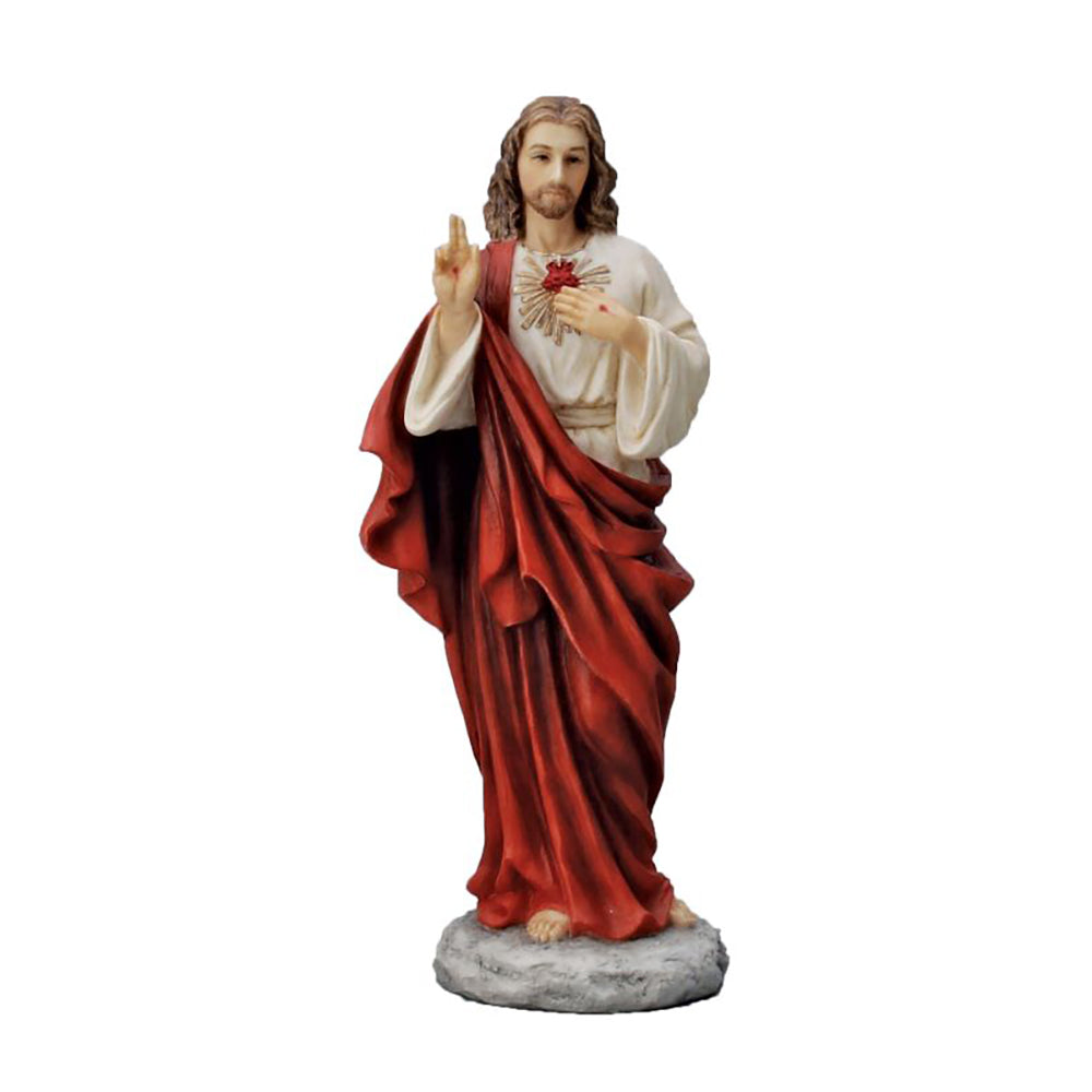 Hand Painted Sacred Heart of Jesus Statue - 8"
