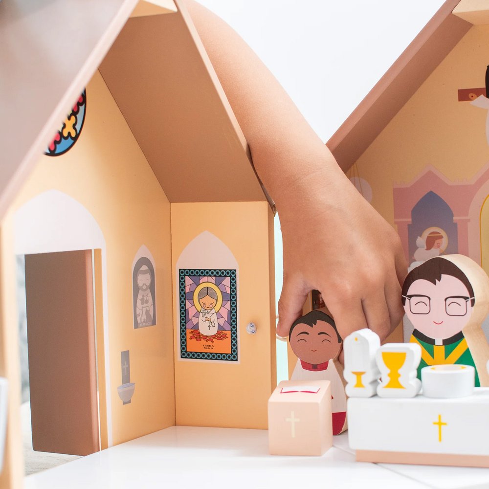 Kids Wooden Catholic Church Play Set