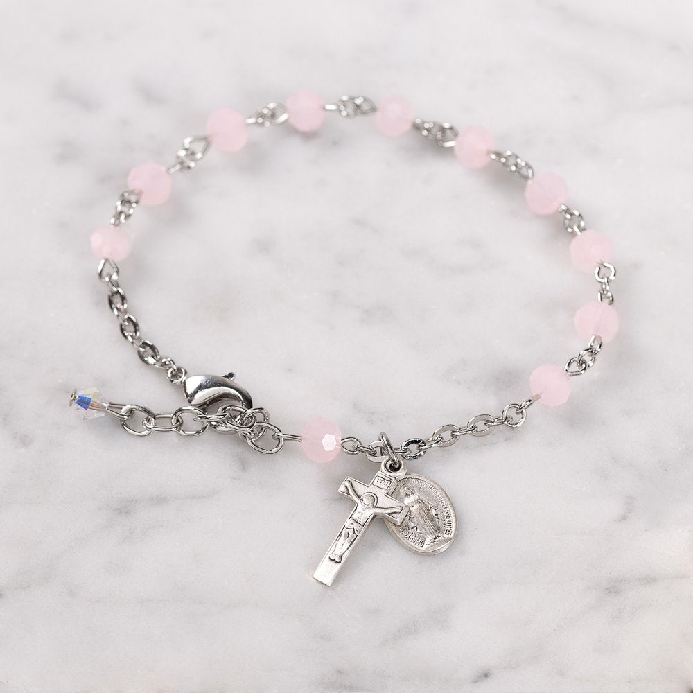 Rose Opal & Austrian Crystal Rosary Bracelet
