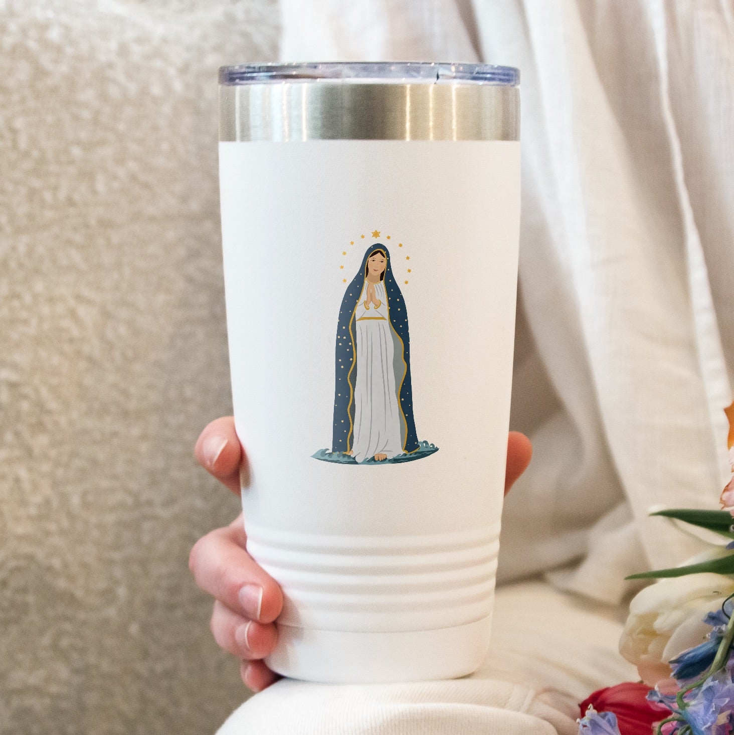 Our Lady Star of the Sea Personalized 20 oz. White Tumbler
