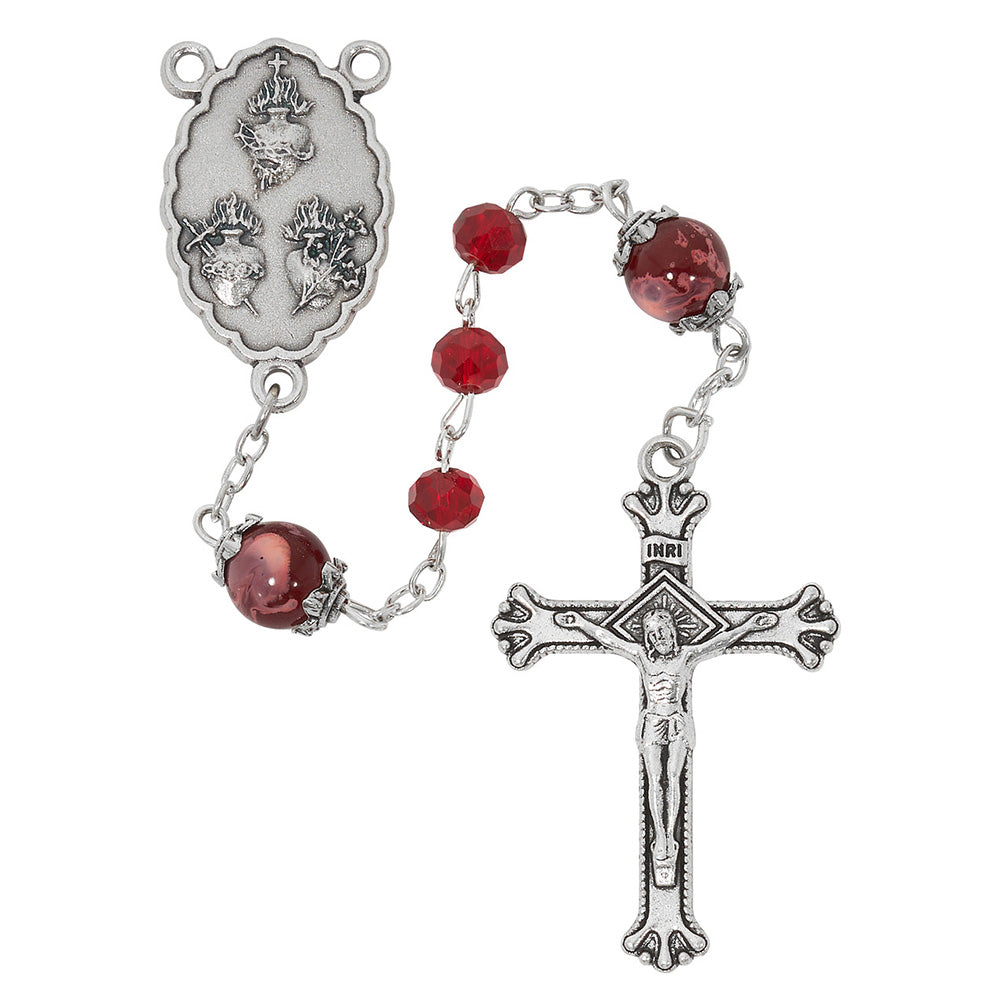 Ruby Red Three Hearts Rosary | The Catholic Company®