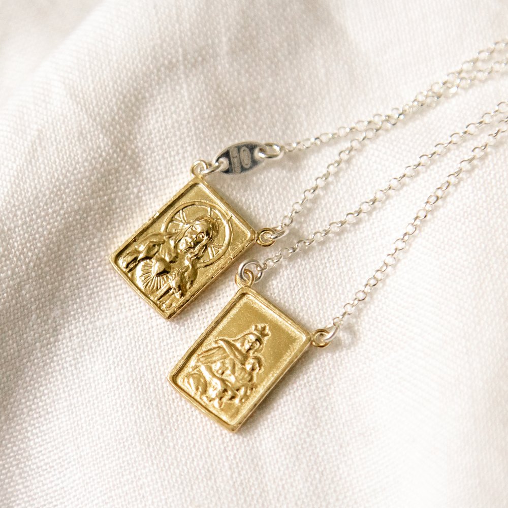 Double Scapular Medal in Gold Tone
