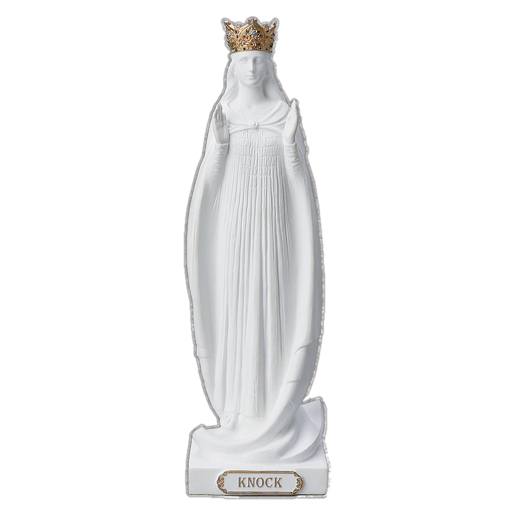 White & Gold Our Lady of Knock Statue - 8.5"