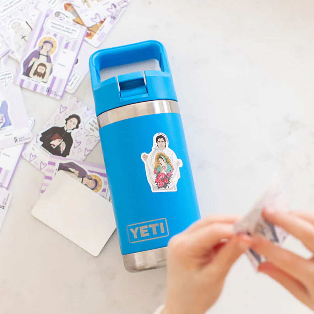 Your Valentine Book & Saint Puns Valentines Stickers Gift Set