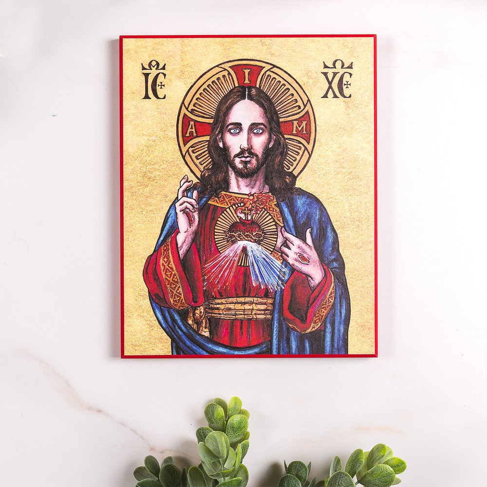 Sacred Heart of Jesus Modern Icon Plaque - 8" x 10"