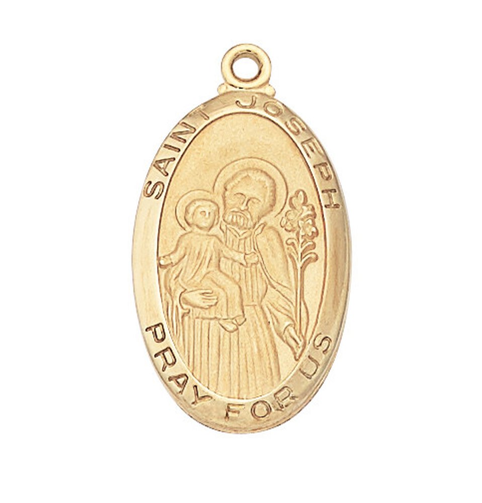 Gold Over Sterling Silver St. Joseph Medal Necklace - 24"