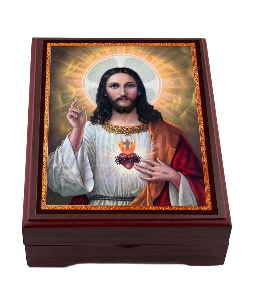 Sacred Heart Wood Keepsake Box