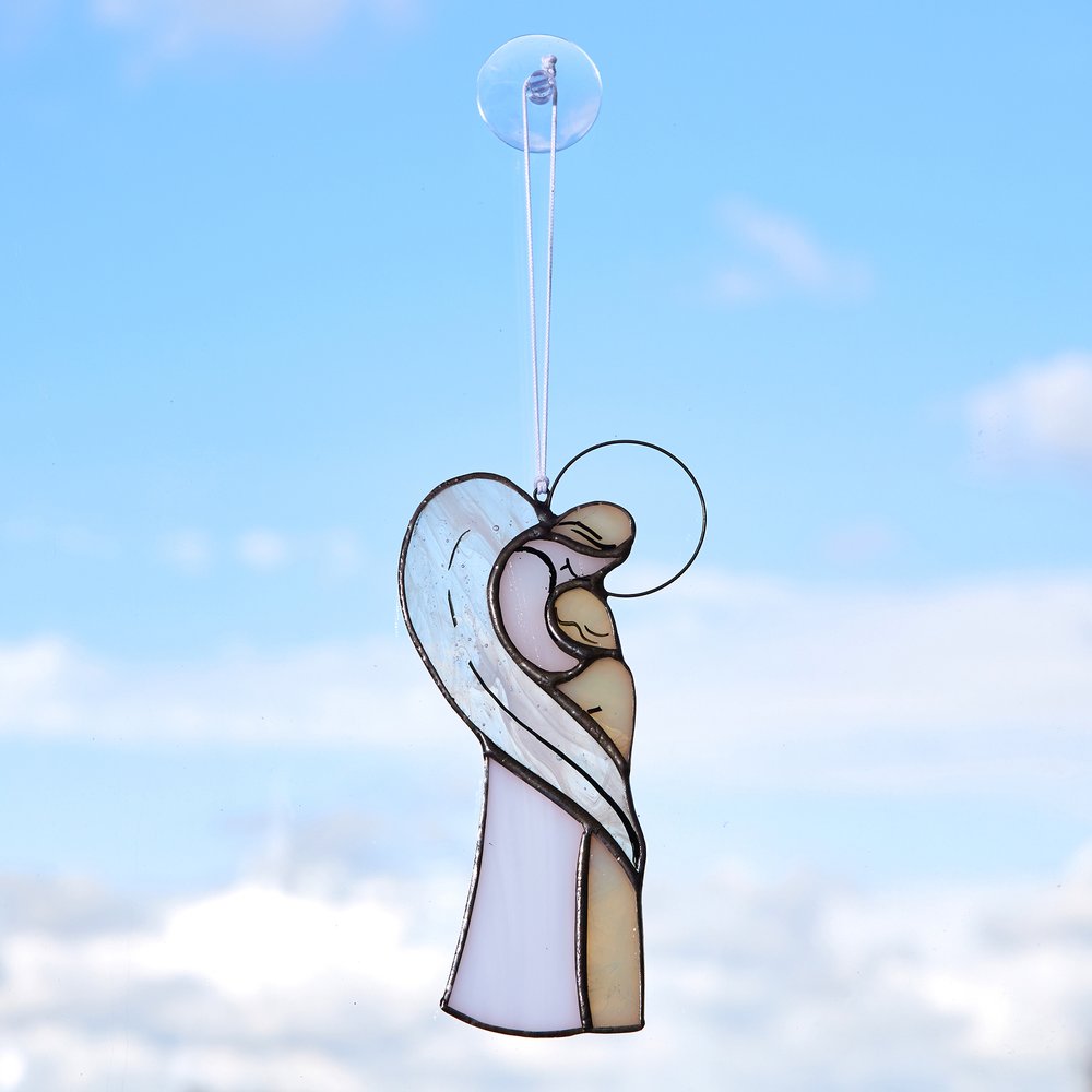 Handcrafted Welcome Home Memorial Angel Stained Glass Suncatcher