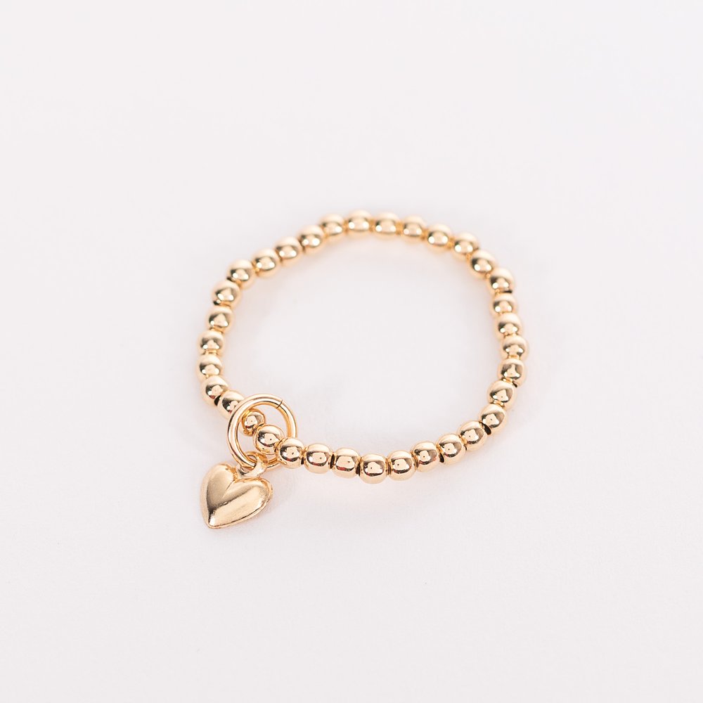 14 Kt Gold Filled Mini Heart Charm Ring Size 7/8