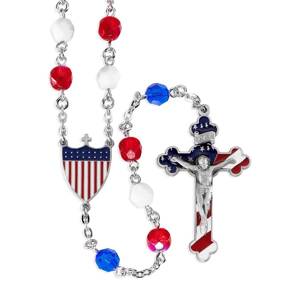 Red, White & Blue America 250th Anniversary Commemorative Glass Rosary