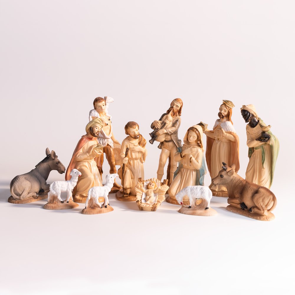 Italian Hand - Painted Nativity Set - 13 Pieces