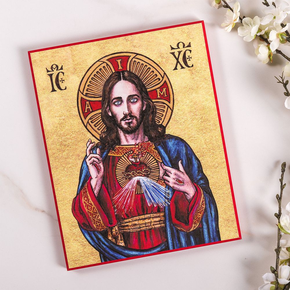Sacred Heart of Jesus Modern Icon Plaque - 8" x 10"