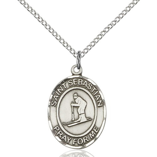 Sterling Silver St. Sebastian/Skiing Pendant