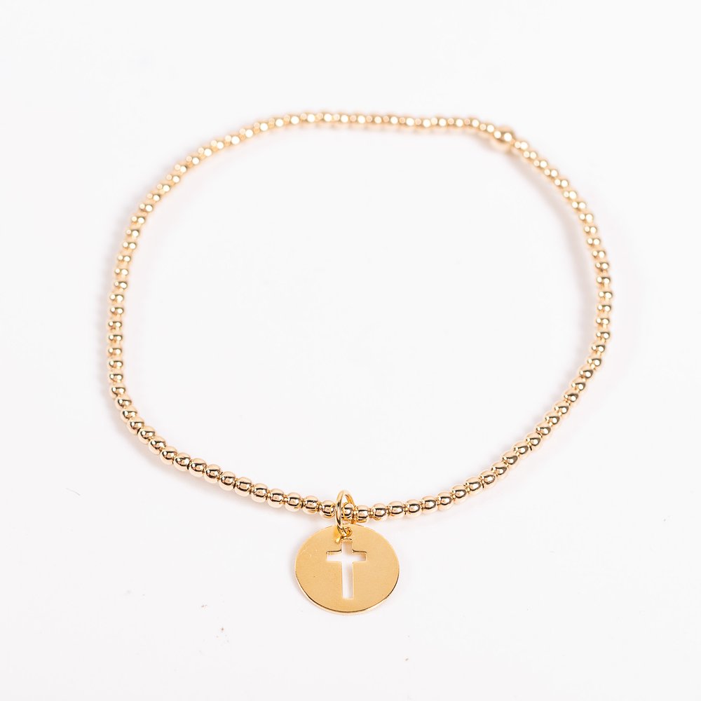 Cross Cutout Beaded Stretch Bracelet